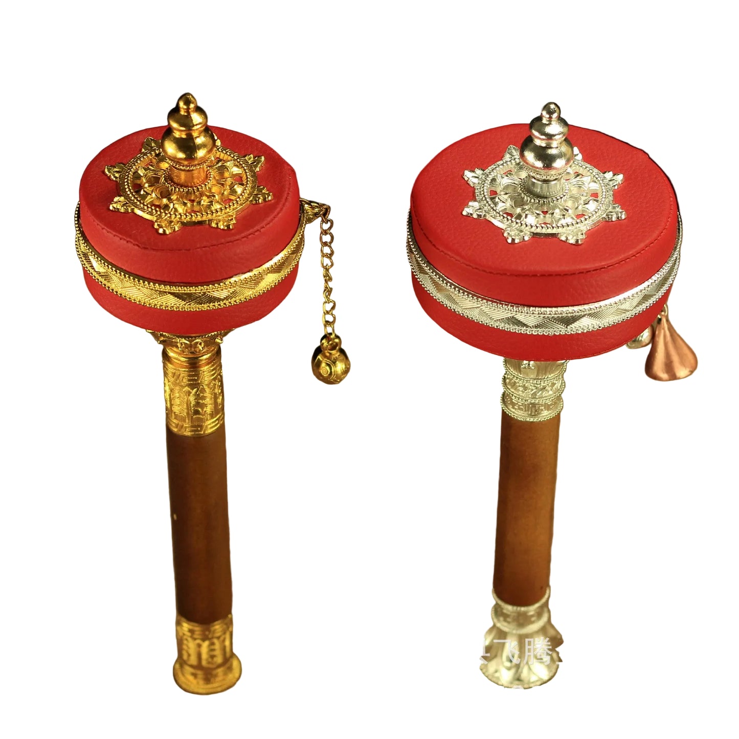 Six-Word Mantra Sutra Leather Prayer Wheel Hand-Cranked Prayer Wheel 30k Times Golden