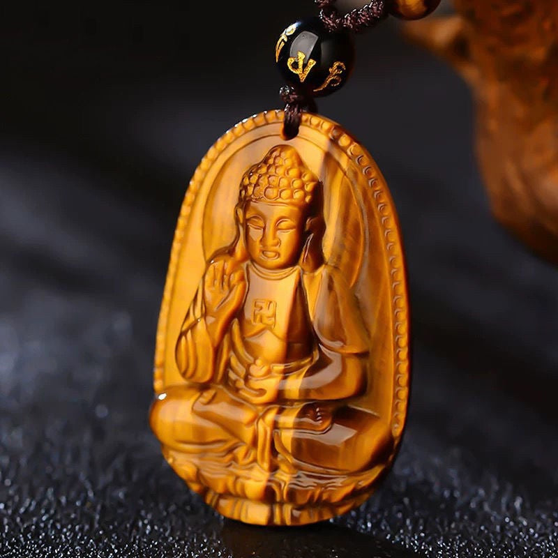 ZenHima Tibetan Tiger Eye Zodiac Guardian Buddha Pendant Necklace – Birth Year Protection Amulet - ZENHIMA