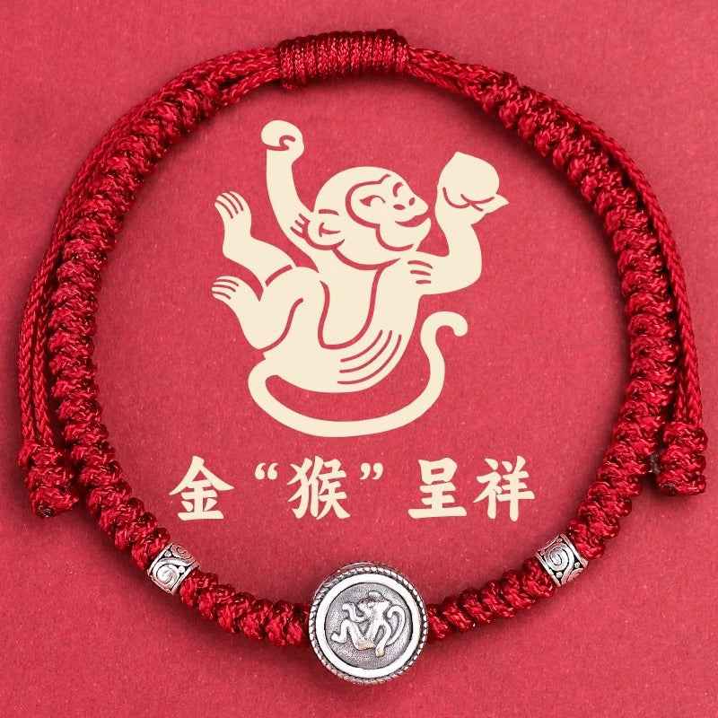 ZenHima Chinese Zodiac 925 Sterling Silver Red String Bracelet - Snake Year Blessing Bracelet