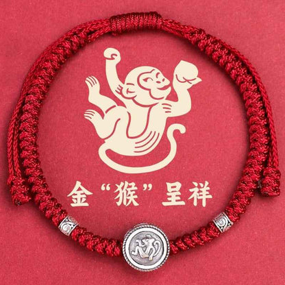 ZenHima Chinese Zodiac 925 Sterling Silver Red String Bracelet - Snake Year Blessing Bracelet