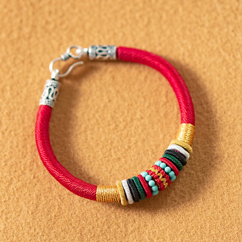 Handwoven Tibetan Nine-Strand Vajra Knot Red String Bracelet - ZENHIMA