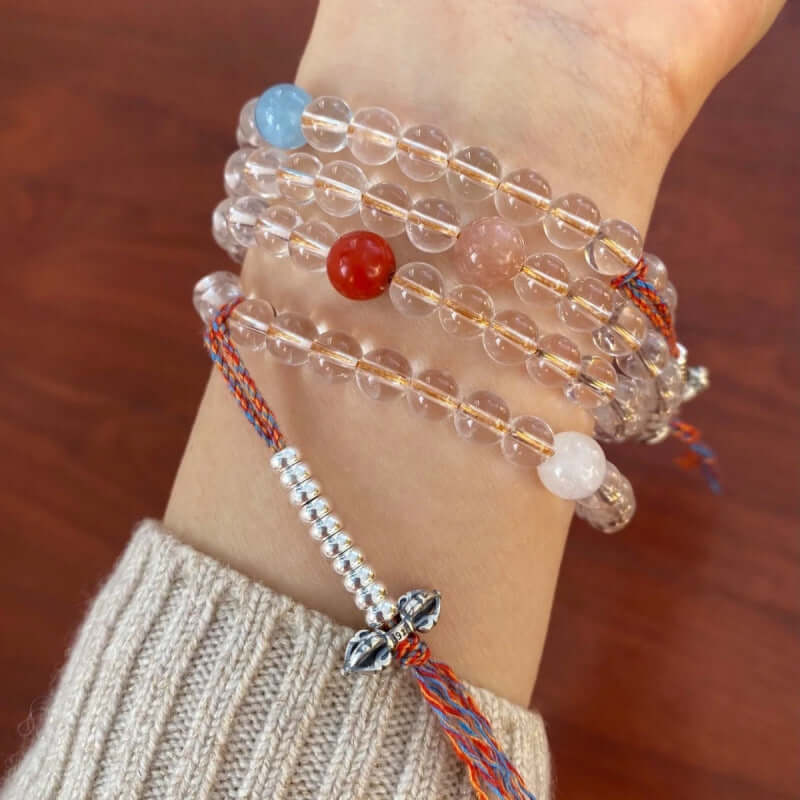 ZenHima Natural White Crystal 108 Bead Mala Bracelet - ZENHIMA