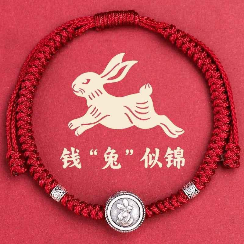 ZenHima Chinese Zodiac 925 Sterling Silver Red String Bracelet - Snake Year Blessing Bracelet