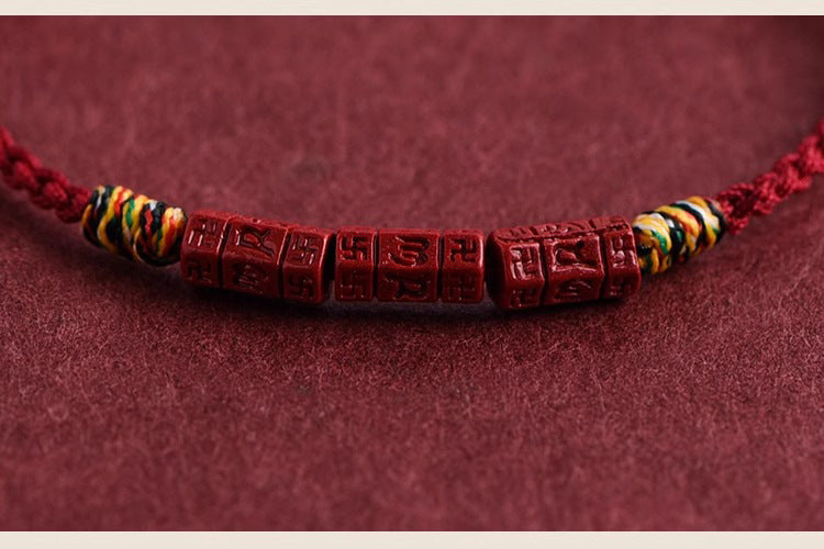 ZenHima Tibetan Om Mani Padme Hum Natural Cinnabar Bracelet / Anklet