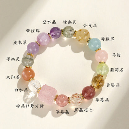 ZenHima Nine-Tailed Fox Amethyst Multi-Gem Beaded Bracelet – Unique Sugar Cube Design - ZENHIMA