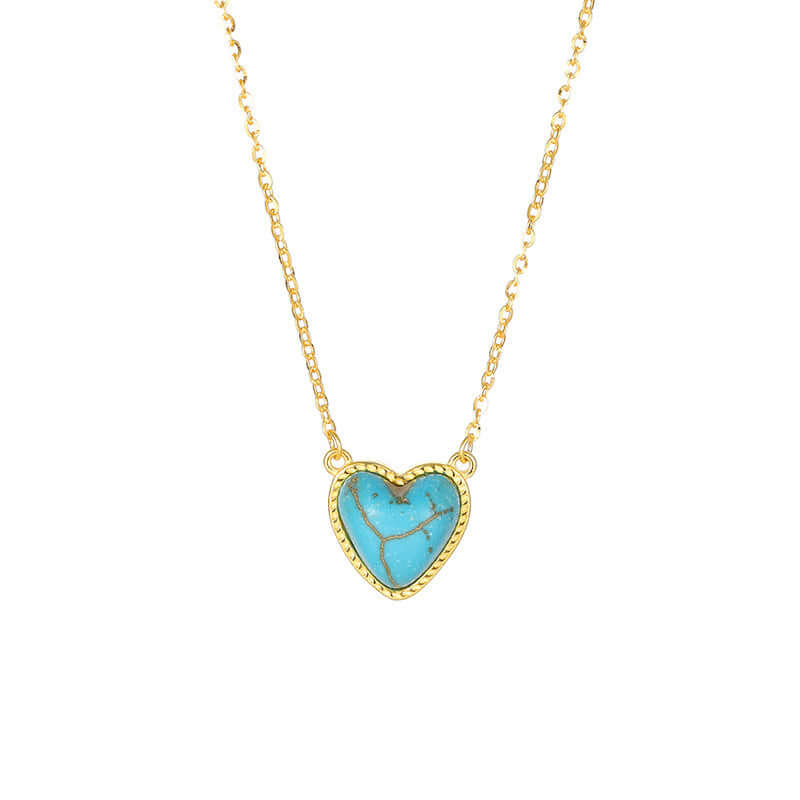 S925 Sterling Silver Turquoise Heart Pendant Necklace - ZENHIMA