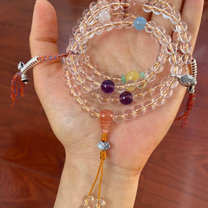 ZenHima Natural White Crystal 108 Bead Mala Bracelet - ZENHIMA