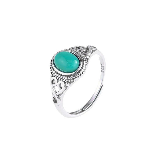 ZenHima 925 Sterling Silver Red Agate and Turquoise Adjustable Vintage Tibetan Ring - ZENHIMA