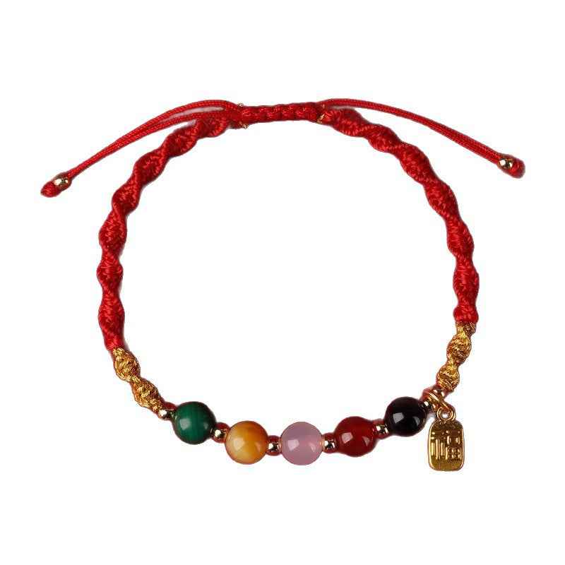 ZenHima Five Wealth Gods Red String Bracelet - Horse Year Blessing Gift