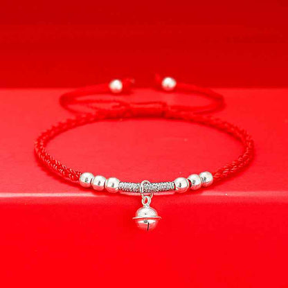 999 Fine Silver Lucky Bell Red String Bracelet & Anklet