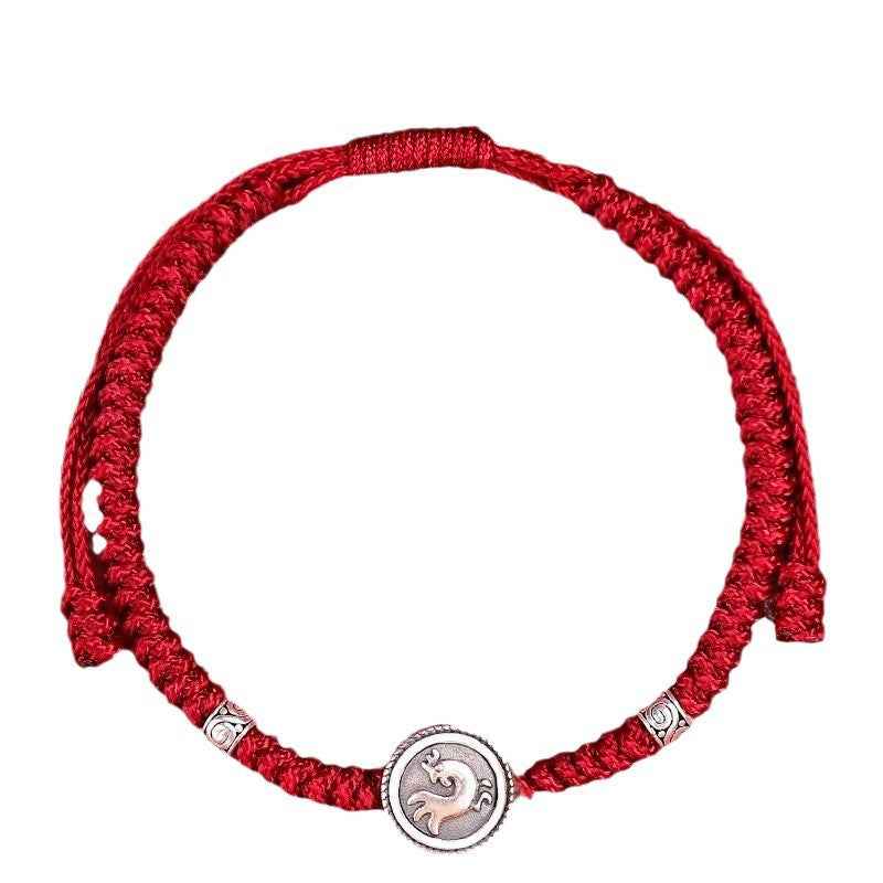 ZenHima Chinese Zodiac 925 Sterling Silver Red String Bracelet - Snake Year Blessing Bracelet
