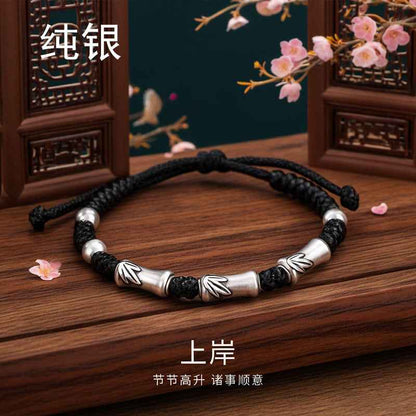 999 Fine Silver Bamboo Knot Bracelet for Luck & Success