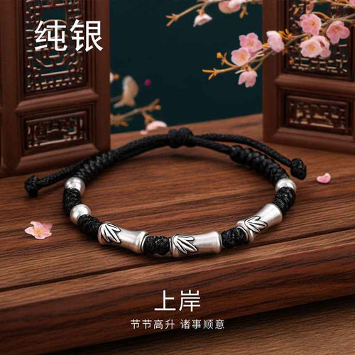 999 Fine Silver Bamboo Knot Bracelet for Luck & Success