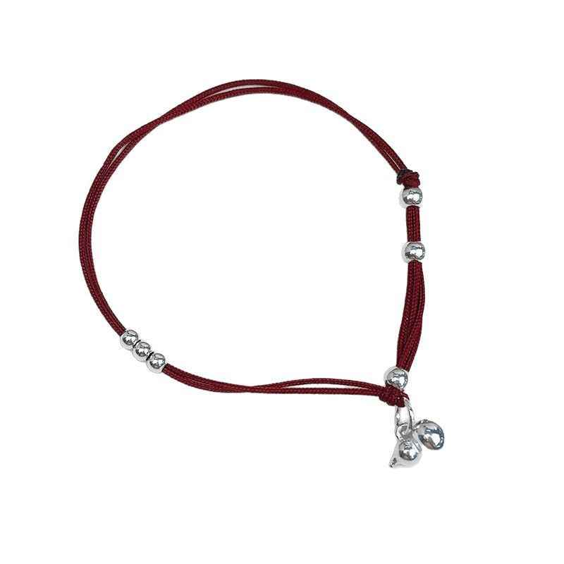 999 Fine Silver Lucky Gourd Red String Bracelet