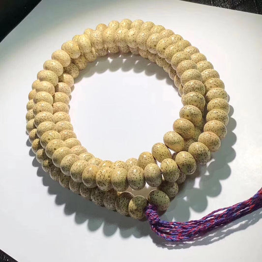 ZenHima Tibetan Natural Star Moon Bodhi 108 Golden Seed Apple-Shaped Buddhist Mala Beads - ZENHIMA