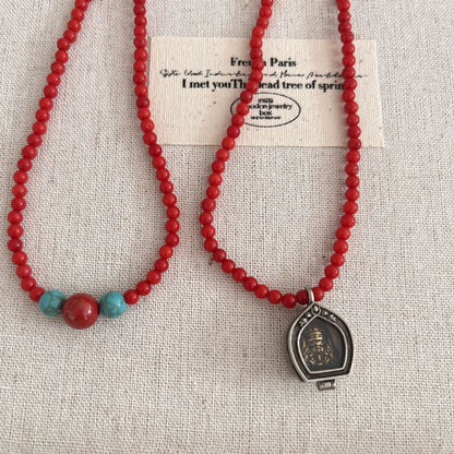 ZenHima Himalayan Red Coral Gau Box Pendant Necklace – Handmade Spiritual Jewelry for Women - ZENHIMA