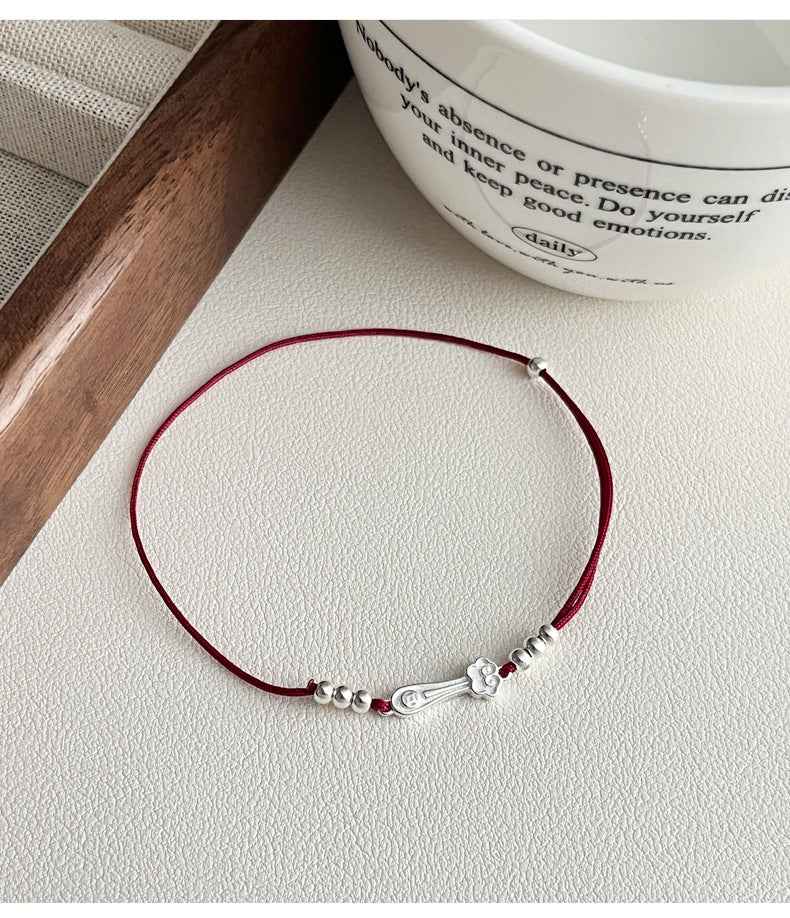 ZenHima Auspicious Ruyi Bead 925 Sterling Silver Red Rope Bracelet