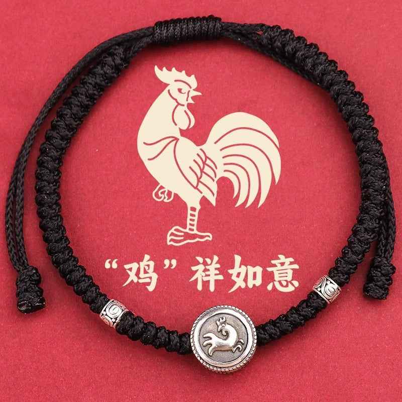 ZenHima Chinese Zodiac 925 Sterling Silver Red String Bracelet - Snake Year Blessing Bracelet
