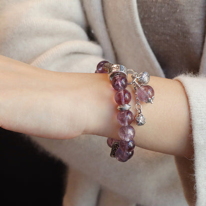 11MM Amethyst Yellow Tower Crystal Pink Crystal Natural Bracelet