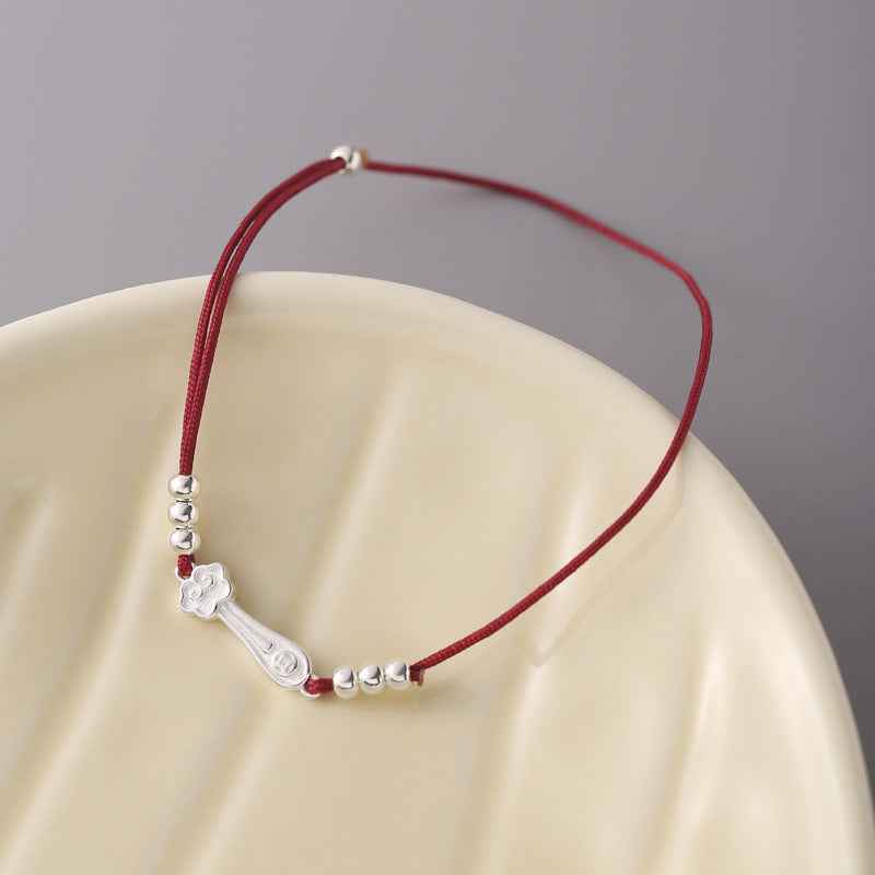ZenHima Auspicious Ruyi Bead 925 Sterling Silver Red Rope Bracelet