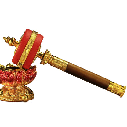 Six-Word Mantra Sutra Leather Prayer Wheel Hand-Cranked Prayer Wheel 30k Times Golden