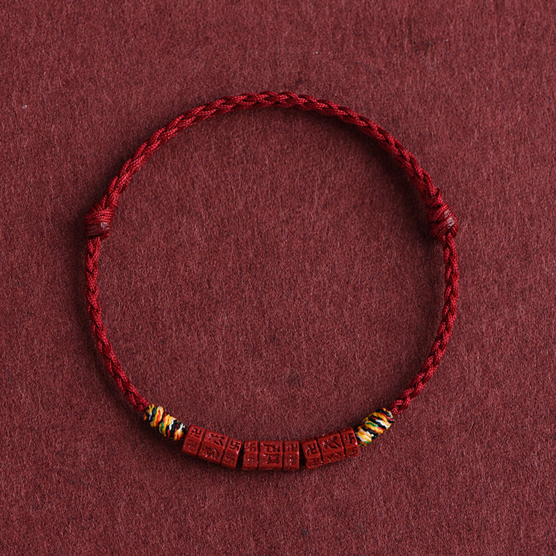 ZenHima Tibetan Om Mani Padme Hum Natural Cinnabar Bracelet / Anklet