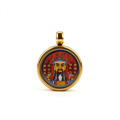 Tibetan Style 1.5cm Stainless Steel Mini Small Thangka - God of Wealth Thangka Gawu Box Pendant - ZENHIMA