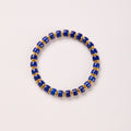 Armband aus Lapislazuli-Fassperlen, gefertigt aus 925er Silber, gerader Schliff 