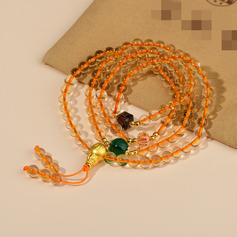 ZenHima Yellow Crystal 108 Bead Mala Necklace & Bracelet for Men & Women - ZENHIMA