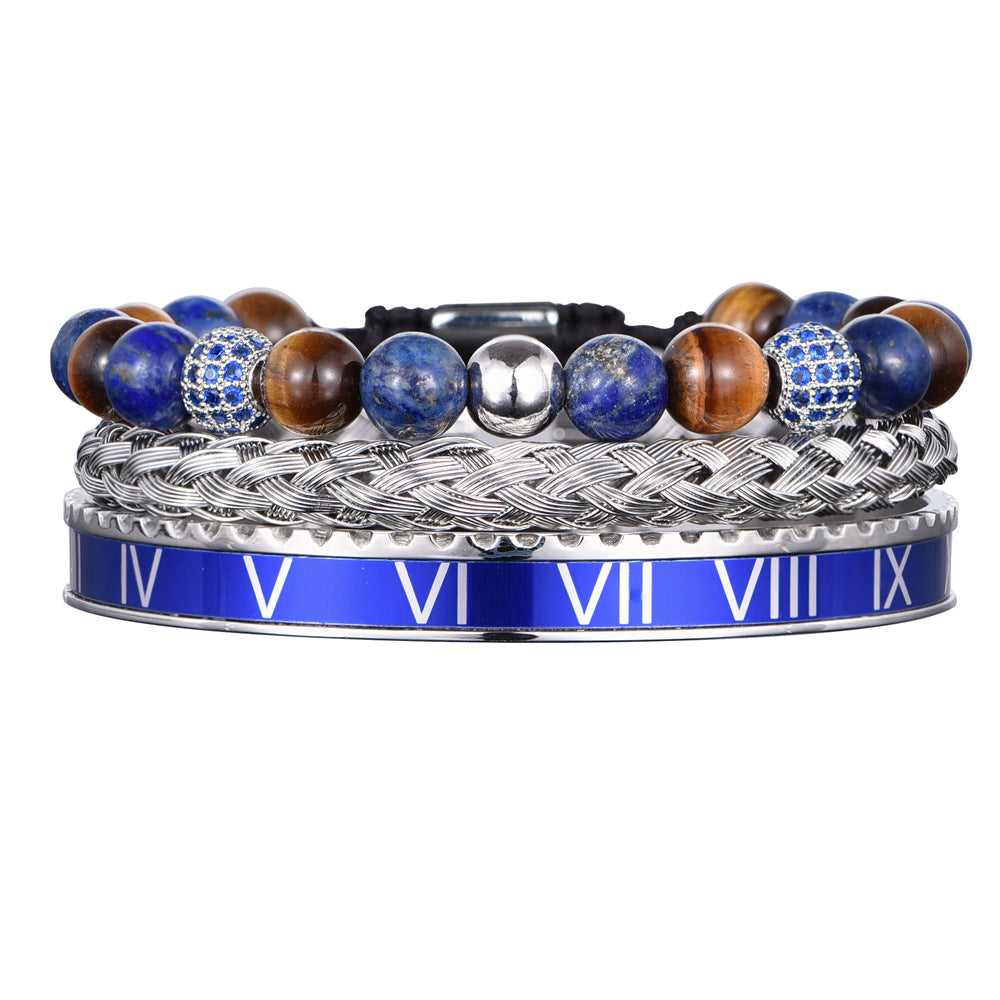 Natural Lapis Lazuli Twist Roman Numeral Bracelet