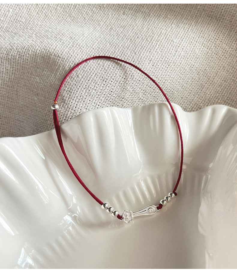 ZenHima Auspicious Ruyi Bead 925 Sterling Silver Red Rope Bracelet