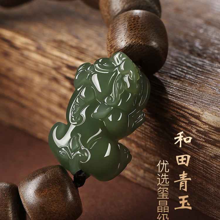 Premium Brunei Agarwood Hetian Jade Pixiu Bracelet