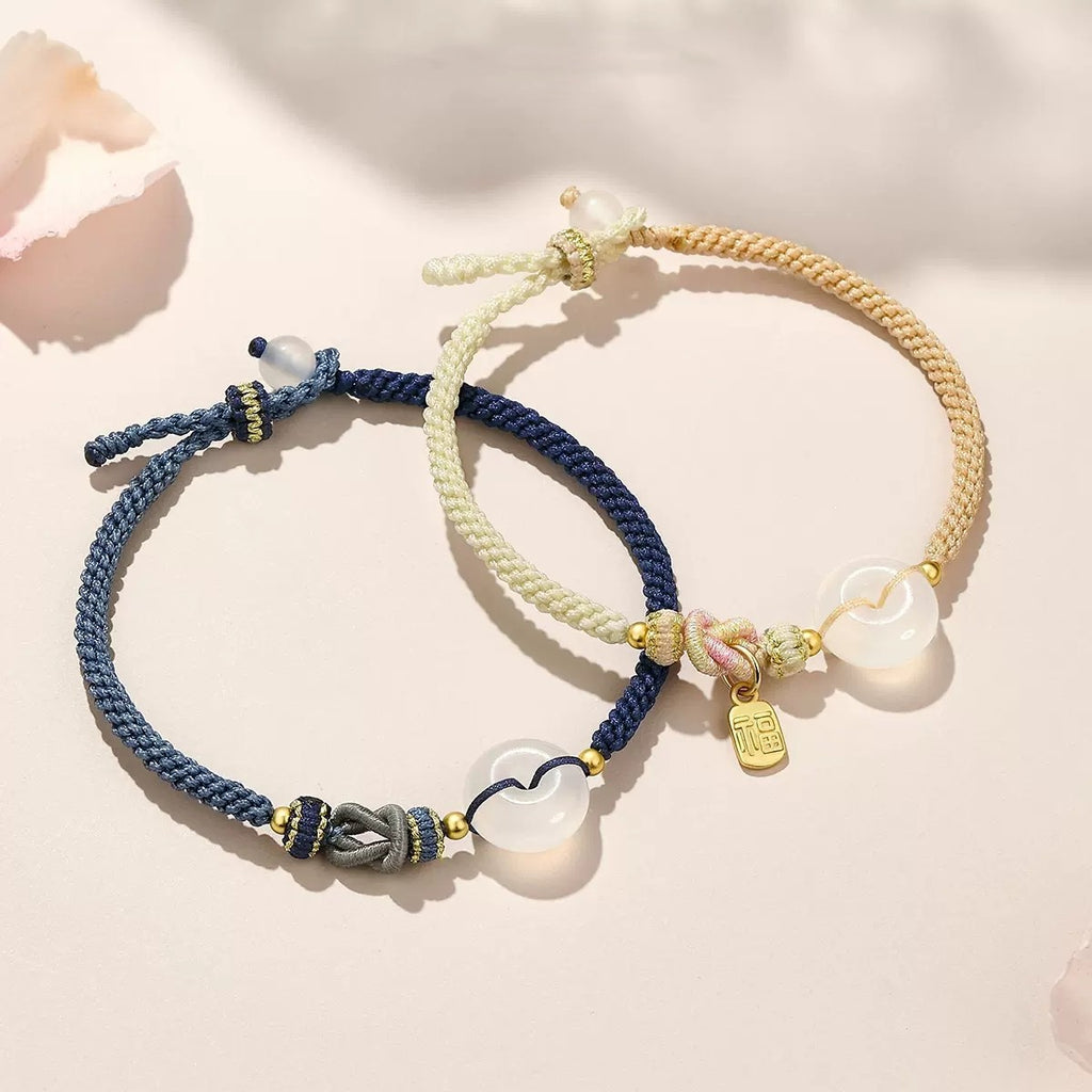 Weißer Achat Friedensschnalle Paar Armband Jade Armband