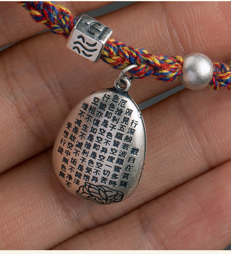 Tibetan 925 Silver Five-Color Red String Bracelet – Snake Zodiac