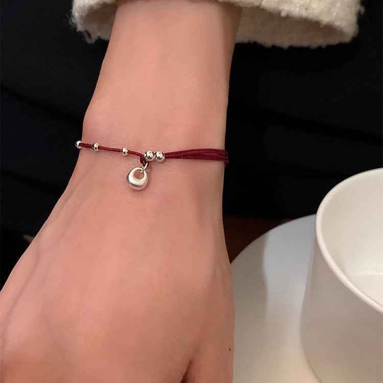 999 Fine Silver Lucky Gourd Red String Bracelet