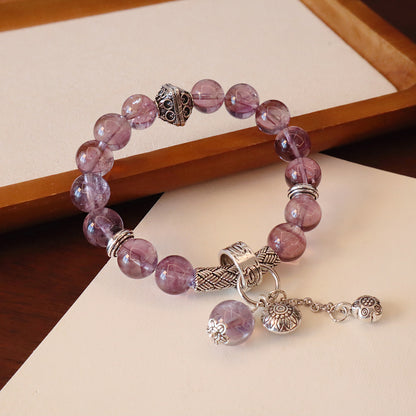 11MM Amethyst Yellow Tower Crystal Pink Crystal Natural Bracelet