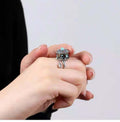ZenHima Vintage Ethnic Six-Word Mantra Prayer Wheel Silver Ring - ZENHIMA