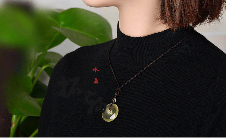 ZenHima Natural Yellow Crystal Peace Buckle Necklace – Unisex Pendant - ZENHIMA