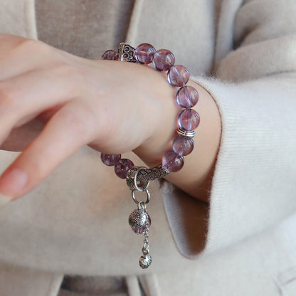 11MM Amethyst Yellow Tower Crystal Pink Crystal Natural Bracelet