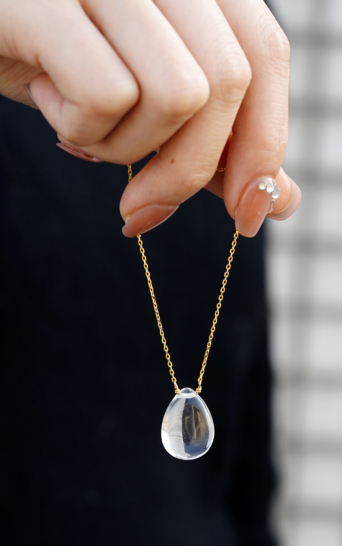 ZenHima S925 Silver Natural White Crystal Teardrop Pendant Necklace - ZENHIMA