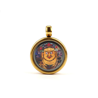 Tibetan Style 1.5cm Stainless Steel Mini Small Thangka - God of Wealth Thangka Gawu Box Pendant - ZENHIMA