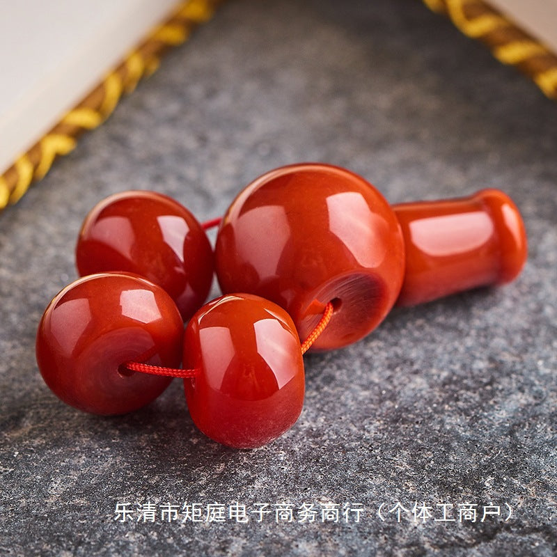 Tibetan Bodhi Prayer Beads with Red Agate Buddha Head and Persimmon-Red Guru Bead - ZENHIMA