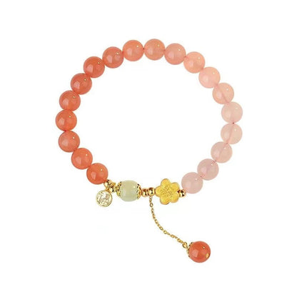 Natural Rainbow Agate Peach Blossom Bracelet – Symbol of Luck and Beauty