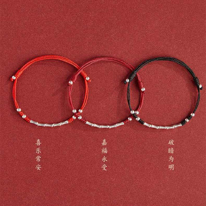 925 Sterling Silver Bamboo Knot Lucky Red String Bracelet & Anklet