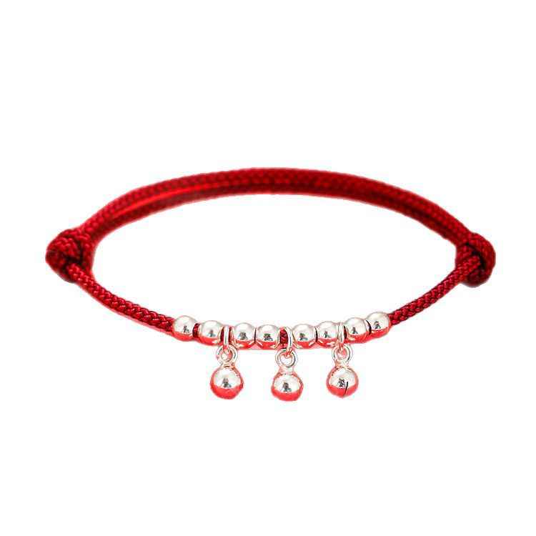 999 Fine Silver Lucky Bell Red String Bracelet & Anklet