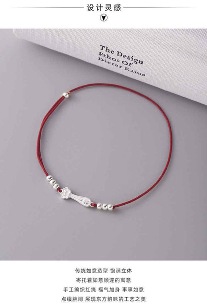 ZenHima Auspicious Ruyi Bead 925 Sterling Silver Red Rope Bracelet