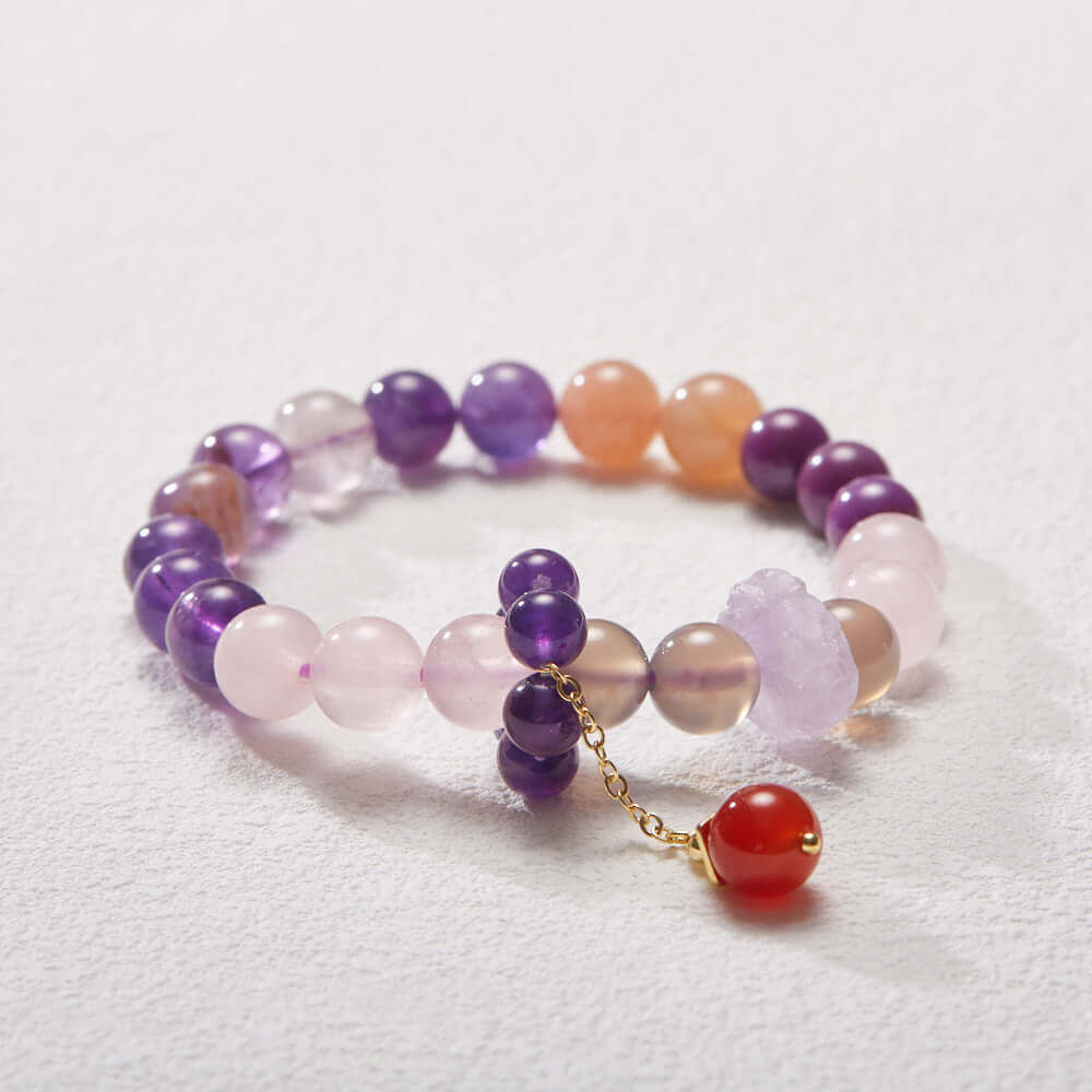 2025 Women’s Nine Purple Fire Bracelet – Natural Amethyst & Phantom Quartz Feng Shui Jewelry - ZENHIMA