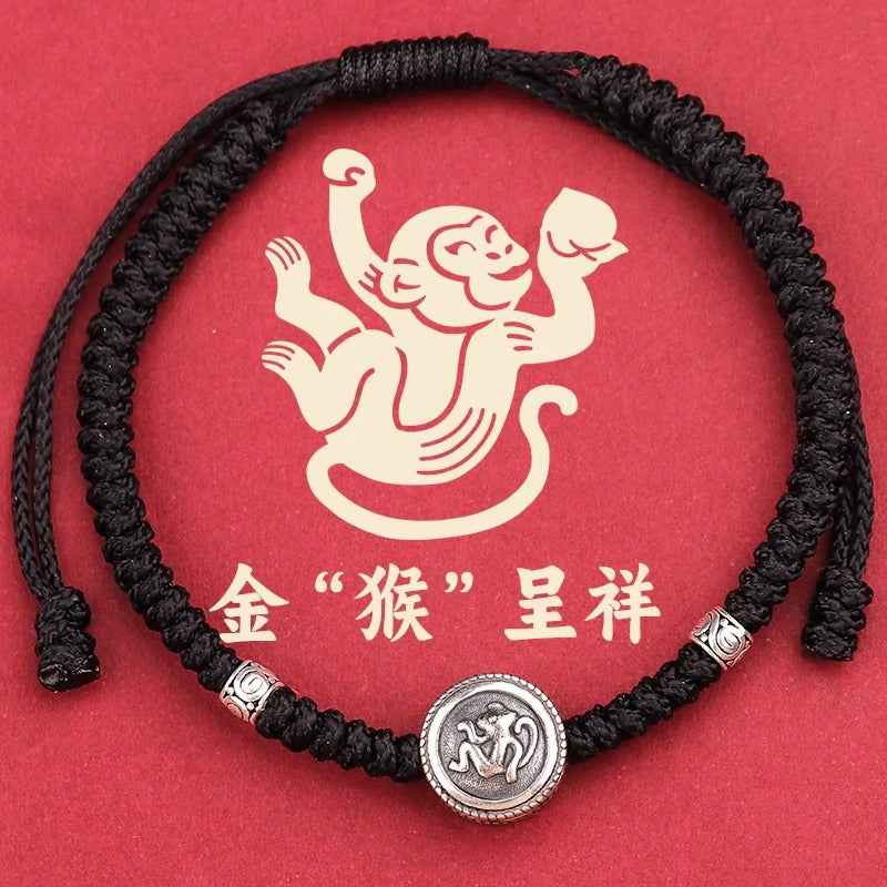 ZenHima Chinese Zodiac 925 Sterling Silver Red String Bracelet - Snake Year Blessing Bracelet