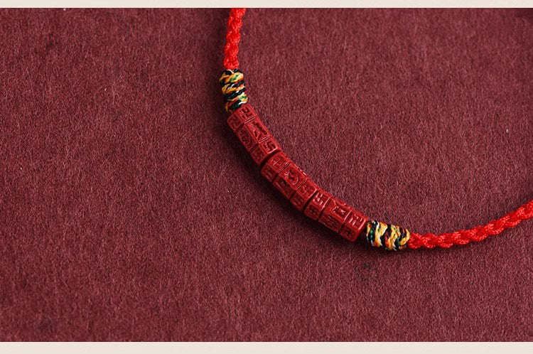 ZenHima Tibetan Om Mani Padme Hum Natural Cinnabar Bracelet / Anklet