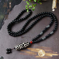 Tibetan Nine-Eyed Dzi Bead Pendant with Prayer Beads - ZENHIMA